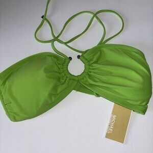 Michael Kors Bandeau Bikini Top Womens Green Apple Size S NEW